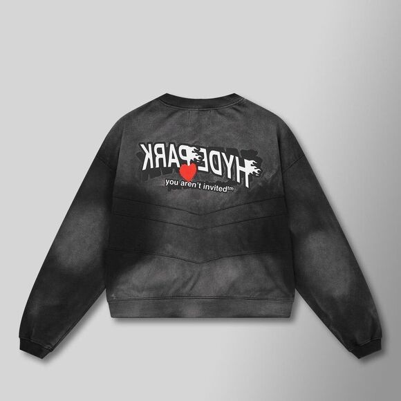 Hyde Park Sweater Double Velocity Crewneck Ash Black Sweatshirt Pullover Size M - Picture 2 of 7